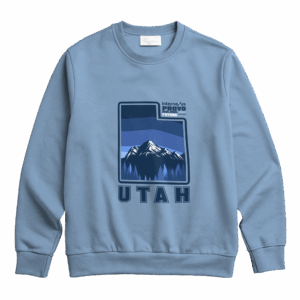 Utah Blue Sweatshirt – Mountain Design in Utah State Shape
